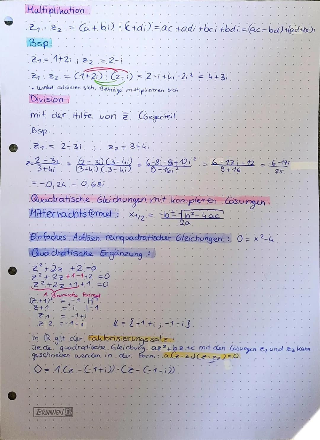 Komplexe Zahlen
1² = = 11 ⇒ =√1
Reinquadratische Gleichung:
x² = -5 hat zwei Lösungen.
m
x² = 5 (1)
x² =
5. i ²
→ alle quadratische Gleichun