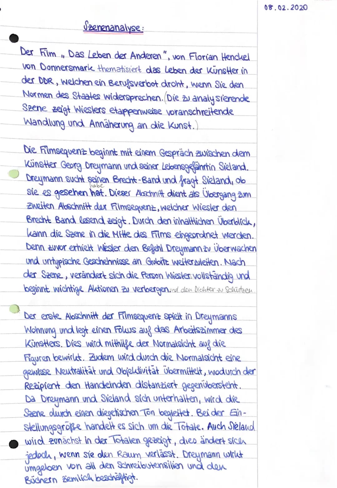 Szenenanalyse:
Der Film, Das Leben der Anderen", von Florian Henckel
von Donnersmark thematisiert das Leben der Künstler in
der DDR, welchen
