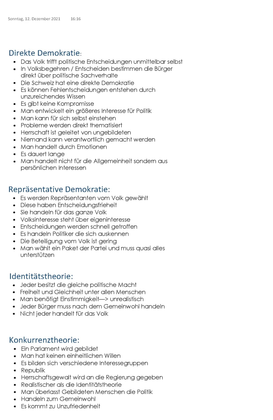 Direkte, Repräsentative Demokratien 
