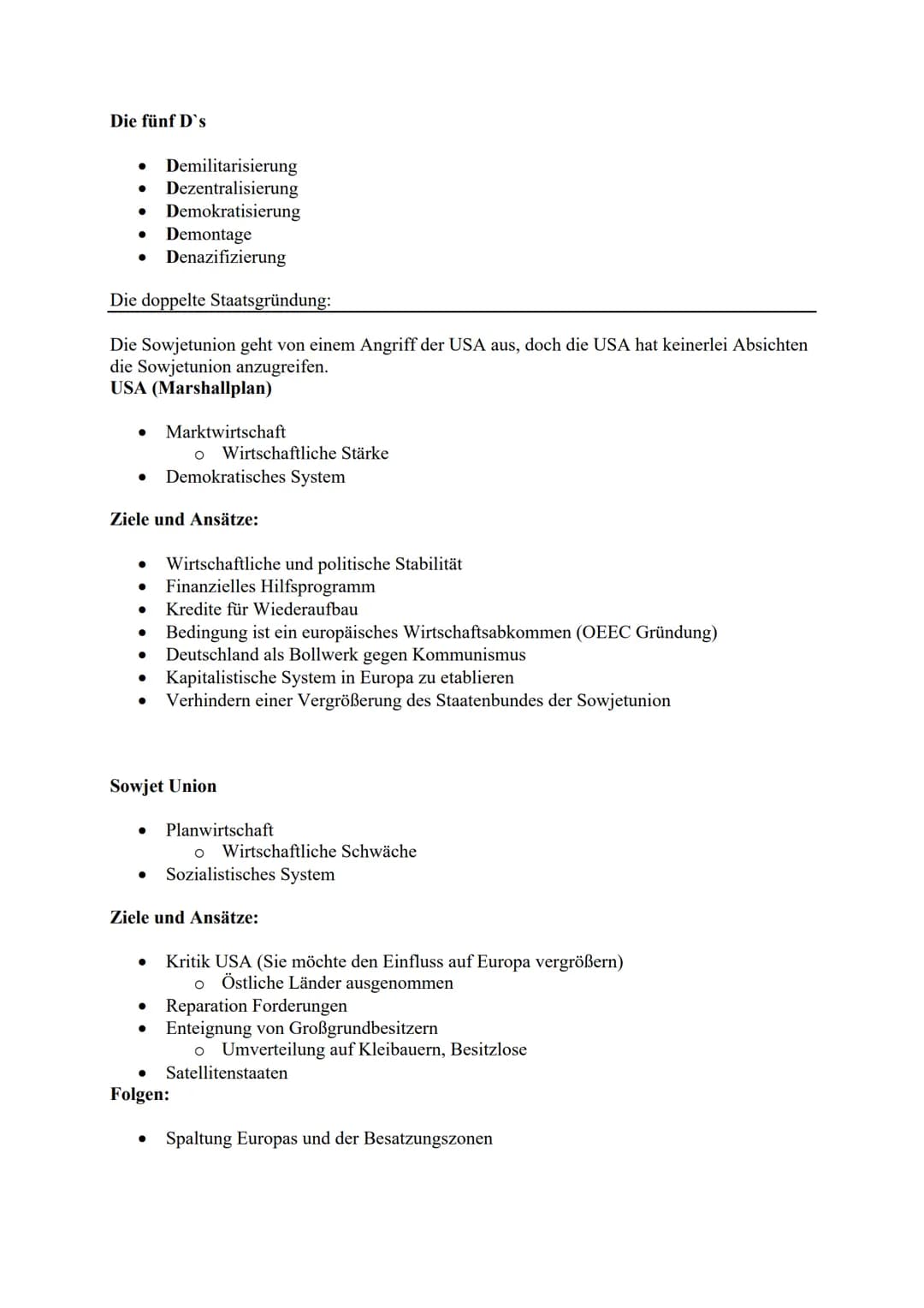 GGK Zusammenfassung J2
USA und UDSSR Zwei unvereinbare Gesellschaftsmodelle?
Gründe und Ziele der Unabhängigkeitserklärung:
Abtrennung vom M