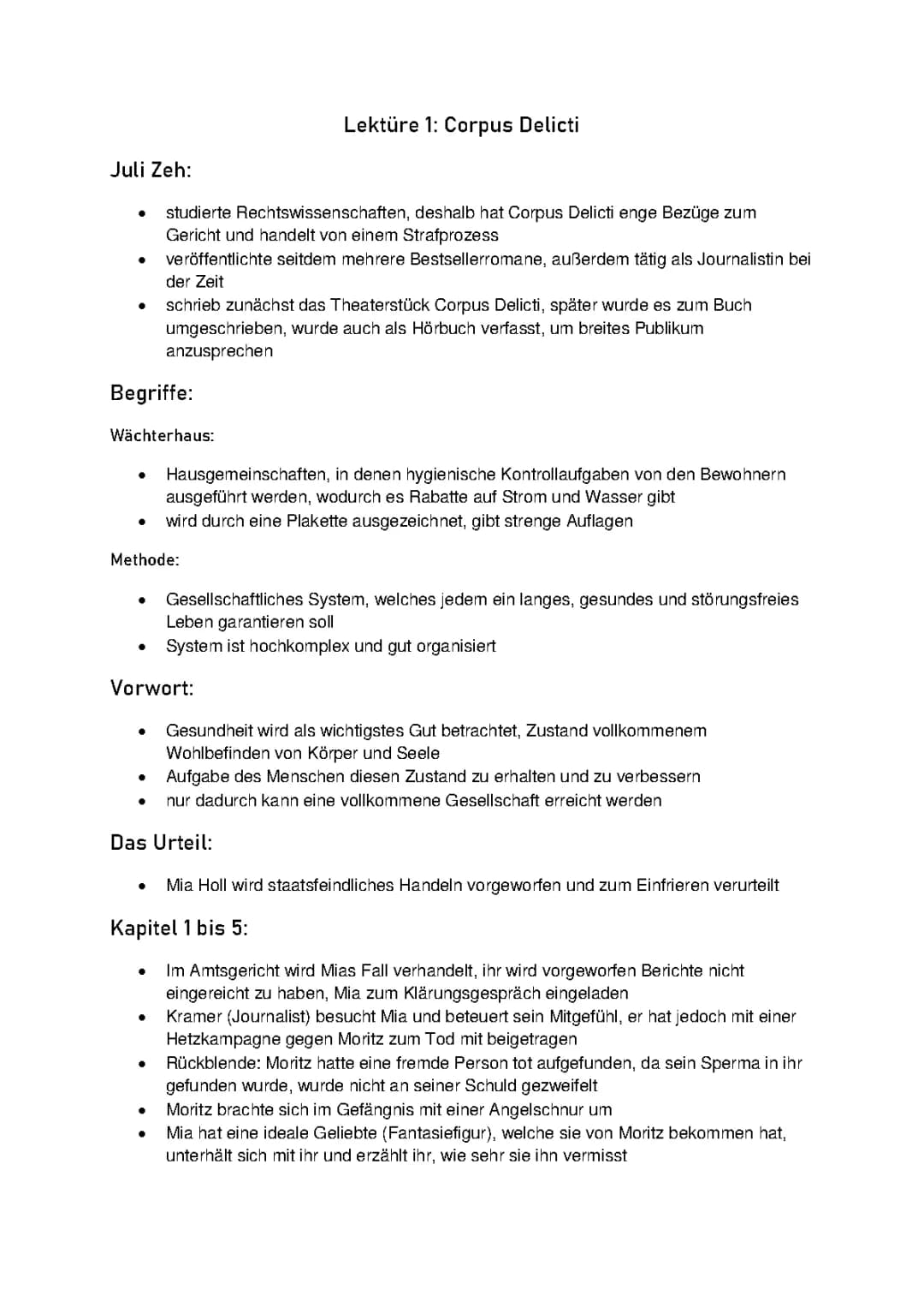 Corpus Delicti Kapitel Zusammenfassung und Interpretation