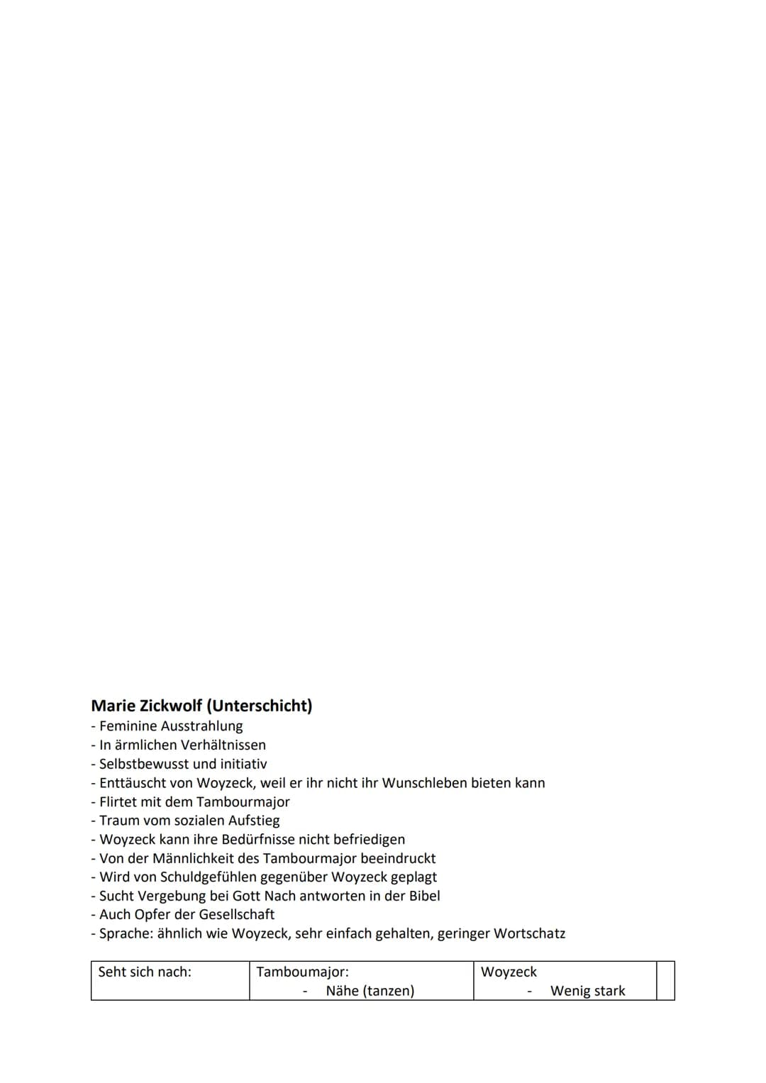 Woyzeck
ABEND
1. Szene
-
Woyzeck und Andreas befinden sich auf einem Feld und schneiden Stöcke
Woyzeck leidet bereits unter starken Halluzin