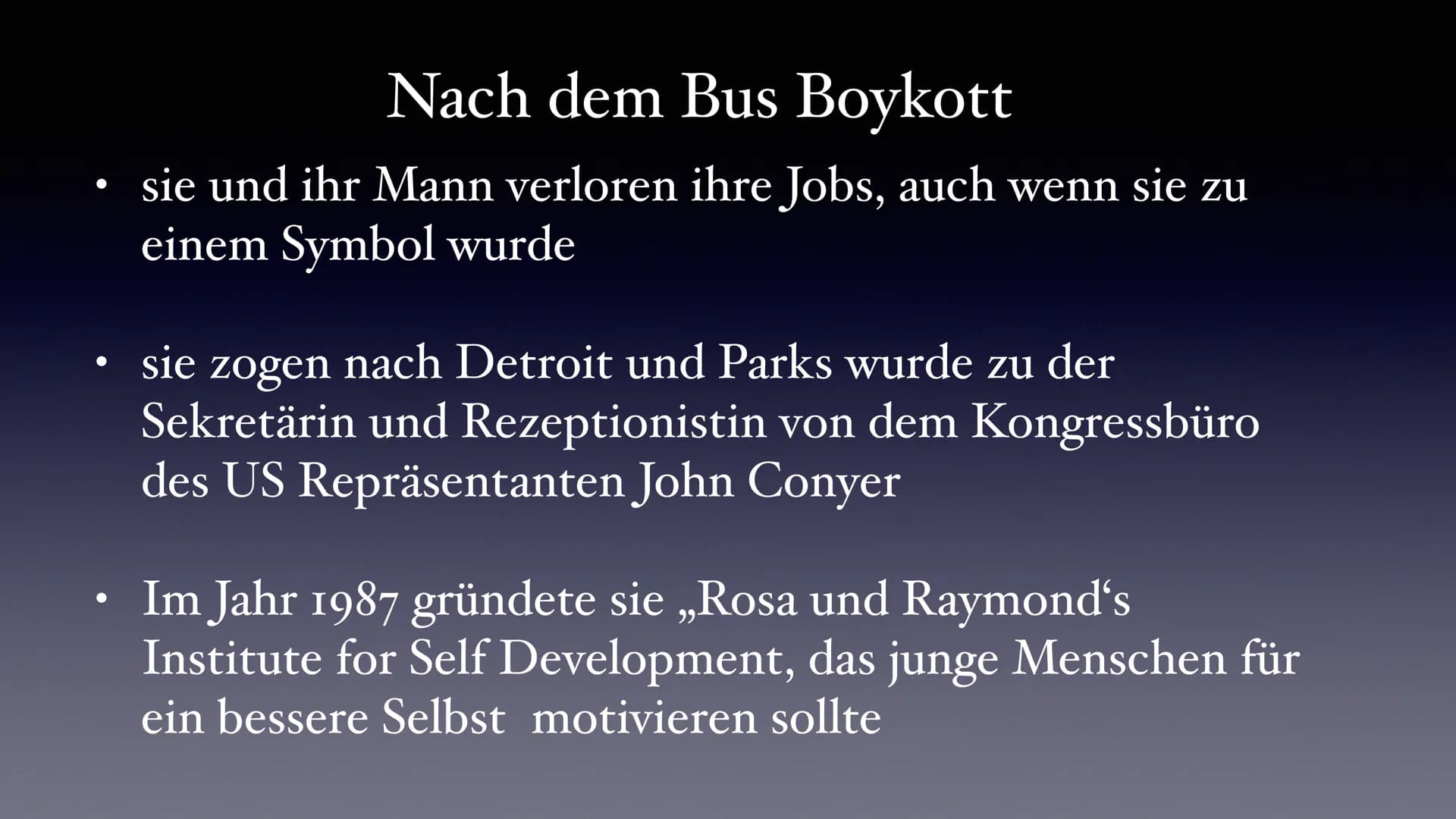 Mutter der
Bürgerrechtsbewegung
Rosa Parks
„People always say that I didn't give up my seat because
I was tired, but that isn't true. I was 