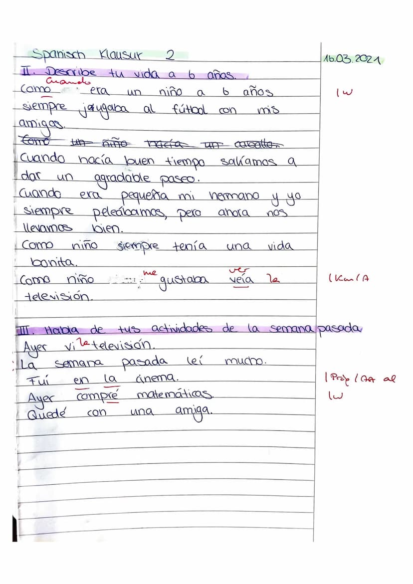 Parte A Gramática
1. Cambia las frases en indefinido.
Ejemplo: Mi amigo viene a las ocho. Mi amigo vino a las ocho.
(1. Me molesta el ruido.