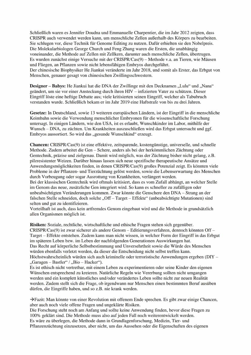 CRISPR/Cas(9)
Bedeutung: Die Gentechnik hat in den letzten drei Jahrzehnten einen großen Fortschritt gemacht.
Dieser Fortschritt wurde vor a