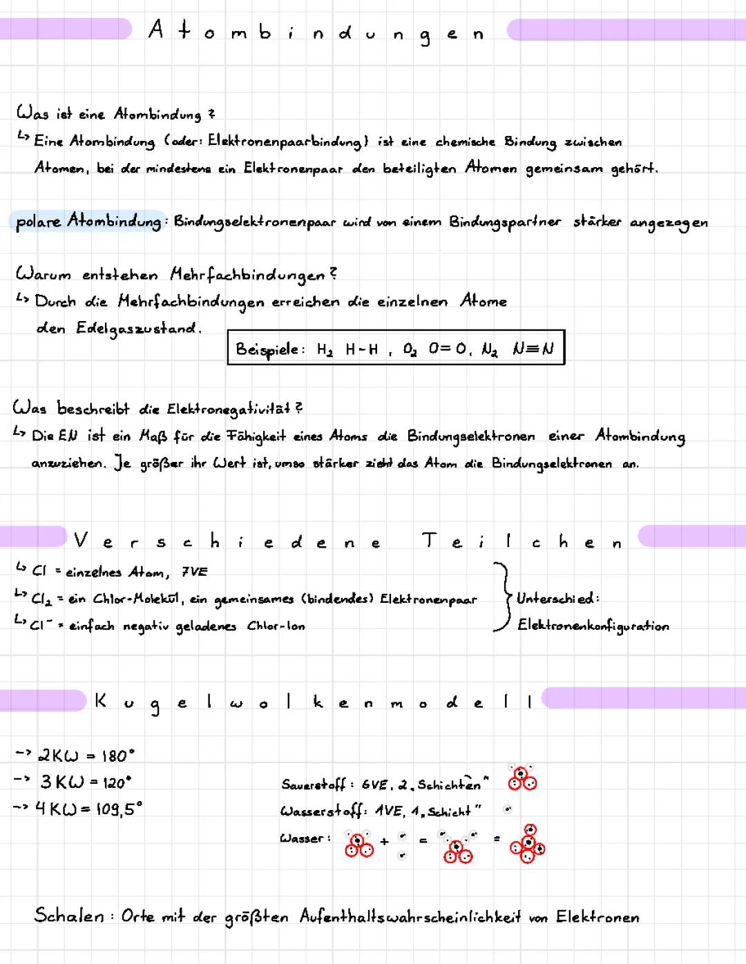 Atombindungen, Wasserstoffbrücken und Dipol-Moleküle