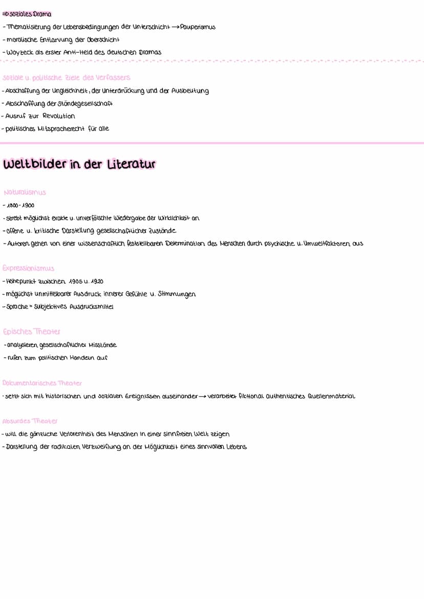 Inhaltsübersicht Lernzettel
1. Hintergründe
historischer Kontext
Büchner
Kunsttheorie
Woyzeck: offenes Drama
Weltbilder
2. Das Drama
Inhalts