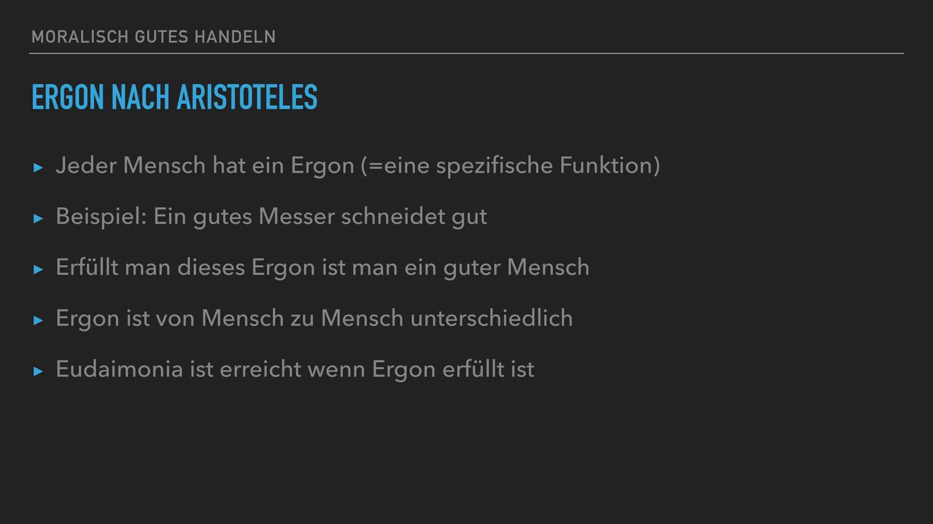 MORALPHILOSOPHIE
ARISTOTELES LEBEN DES ARISTOTELES
ARISTOTELES STECKBRIEF
► Lebensdaten: 384 v. Chr. bis 322 v. Chr.
▸ Beruf: Philosoph, Wis
