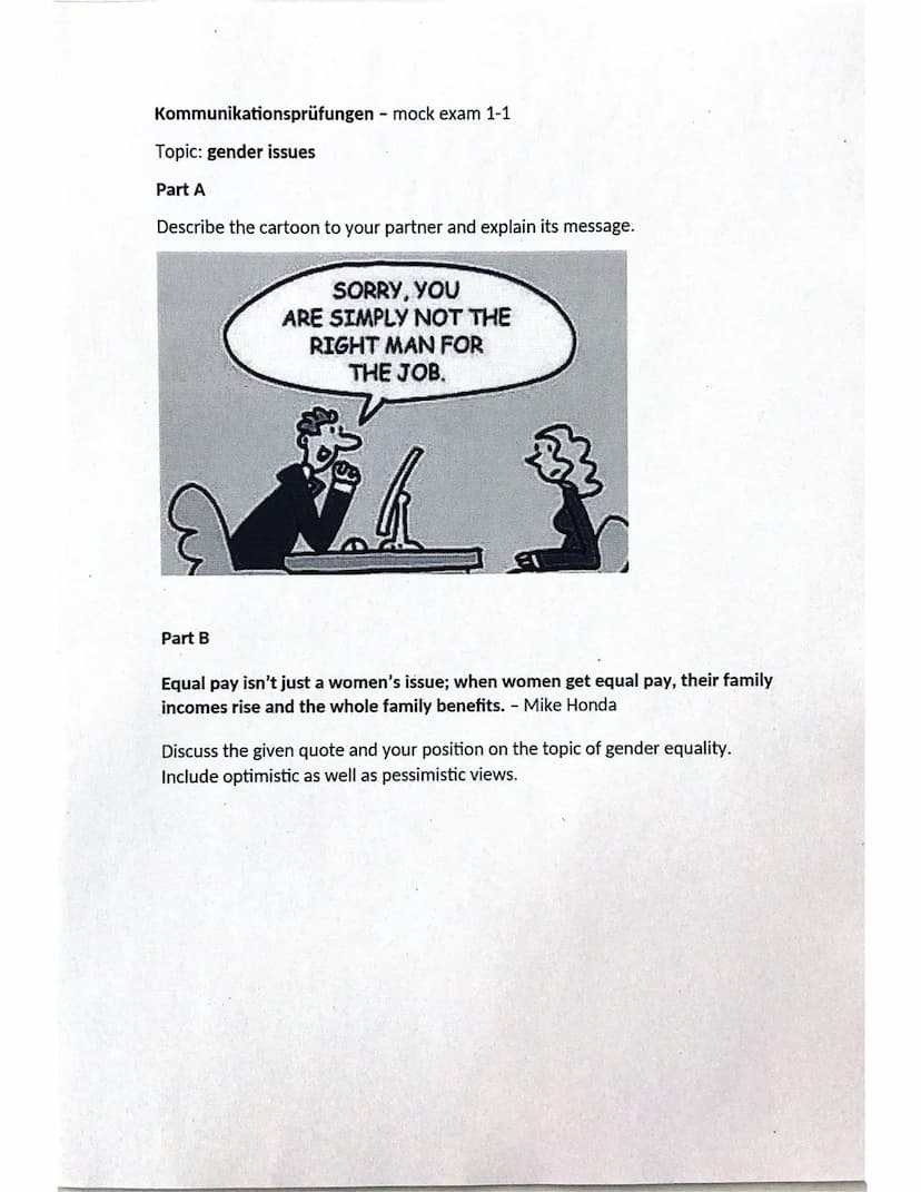 Kommunikationsprüfungen - mock exam 2-1
Topic: genetic engineering
Part A
Describe the cartoon to your partner and explain its message.
Now
