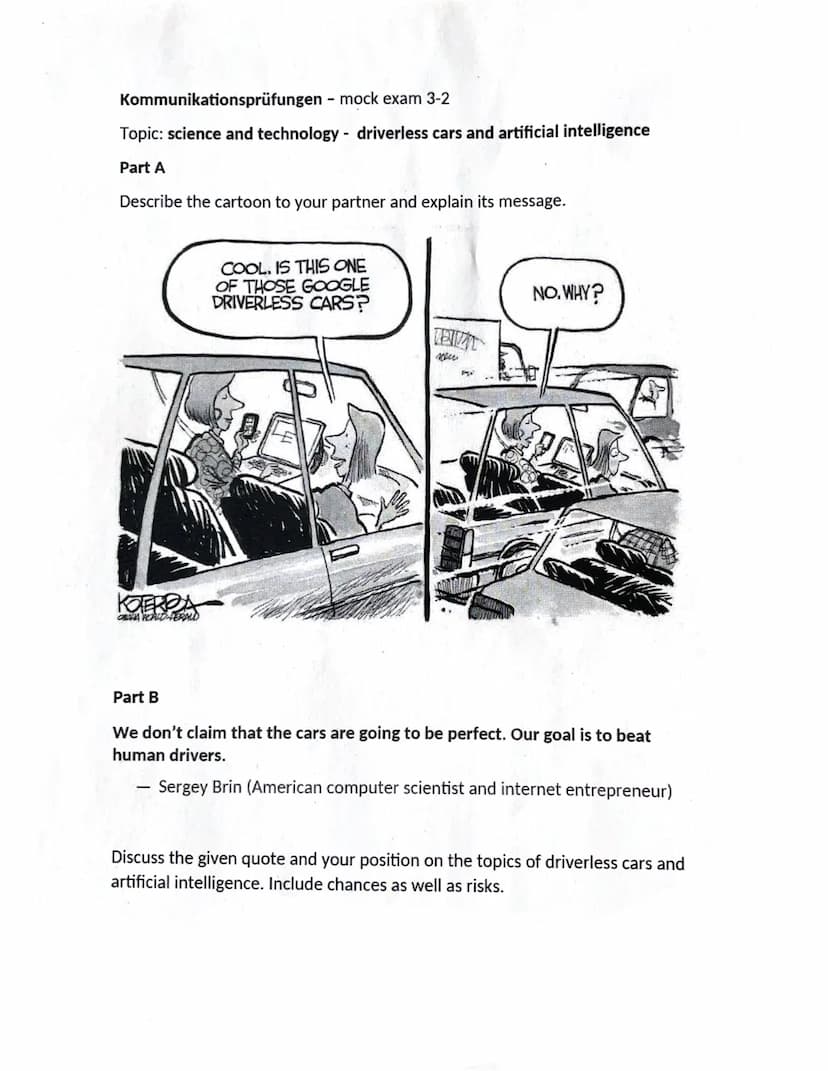 Kommunikationsprüfungen - mock exam 2-1
Topic: genetic engineering
Part A
Describe the cartoon to your partner and explain its message.
Now
