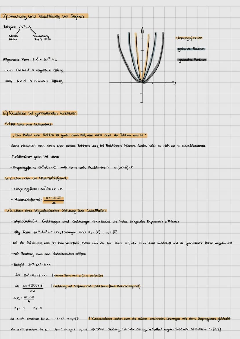 Lernzettel:
1. Ganzrationale Funktionen
Funktionen der Form {(x) = anx^² + 2n-₁ X²^ +...+ ₂x²
Der Grad einer Funktion wird immer anhand ihre