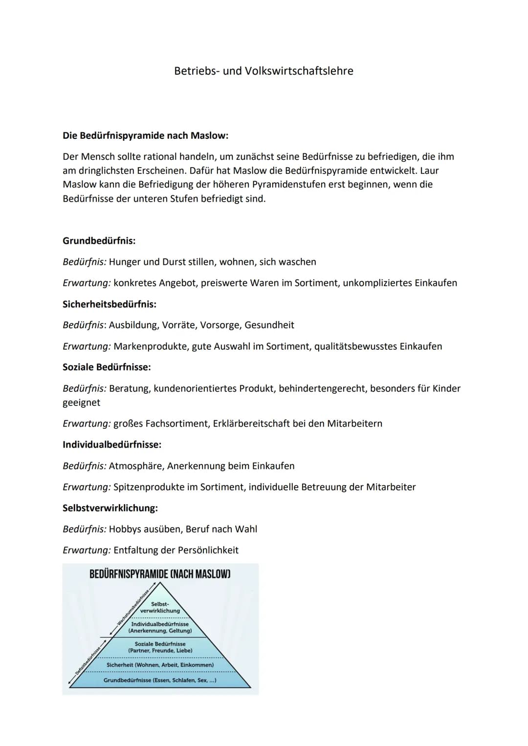 Unterscheidung von BWL uns VWL:
BWL: Die Betriebswirtschaftslehre beschäftigt sich mit der Untersuchung von Prozessen und
Abläufen einzelner