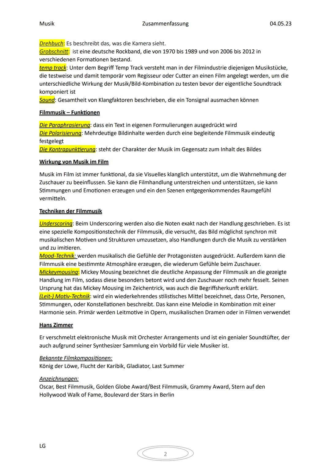 Musik

Zusammenfassung

04.05.23

Definition Filmmusik:

Filmmusik wird entweder extra für neu komponiert oder aus bereits bestehender Musik