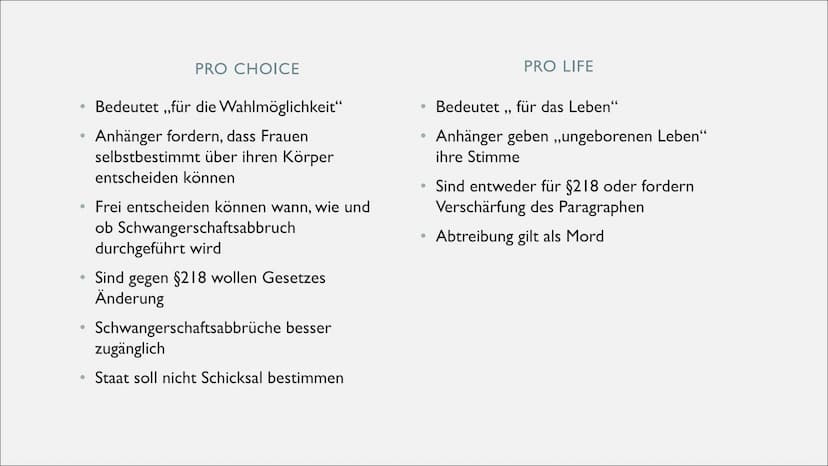 SCHWANGERSCHAFTSABBRUCH
Ethische Probleme am Anfang & Ende des Lebens GLIEDERUNG
Allgemeines
• Was gibt das Gesetz vor? - § 218a & § 219a
●
