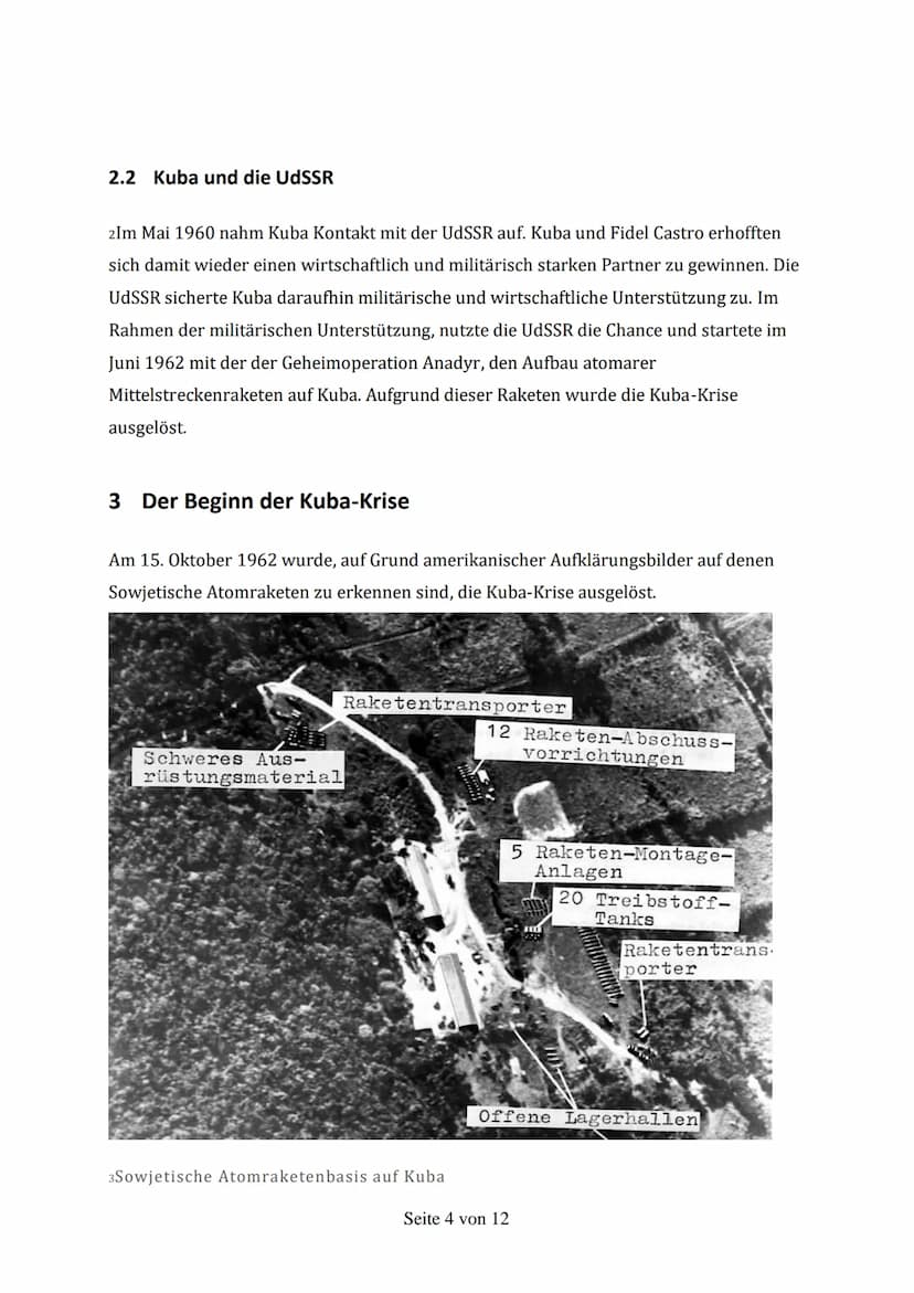 Die Kuba-Krise
Die Kuba-Krise ist eine Auseinandersetzung, zwischen den Supermächten USA und UdSSR im
Rahmen des Kalten Krieges. Sie spielte