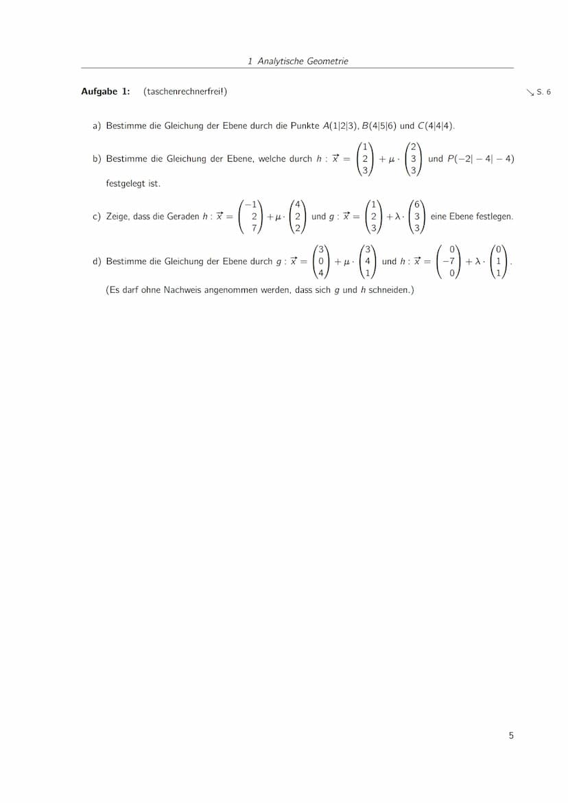
<h2 id="geradenundebenenimraumaufstellenparameterform">Geraden und Ebenen im Raum aufstellen (Parameterform)</h2>
<p>Eine allgemeine Gerade