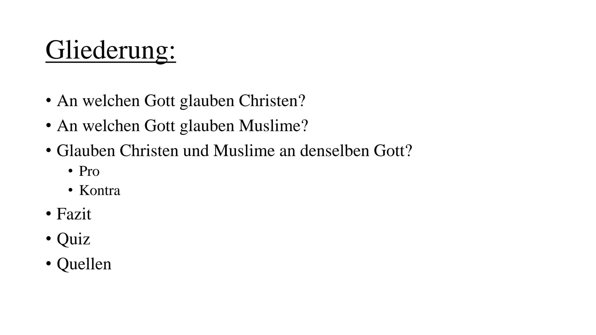 Christentum & Islam
Glauben wir an denselben Gott? ev. Religion
2017
An welchen Gott glauben Christen?
➤ Dreieinigkeit: Gott erscheint den M