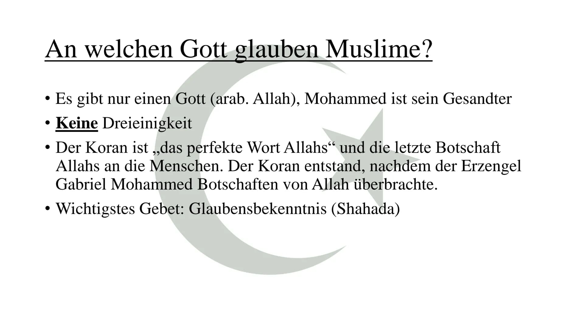 Christentum & Islam
Glauben wir an denselben Gott? ev. Religion
2017
An welchen Gott glauben Christen?
➤ Dreieinigkeit: Gott erscheint den M