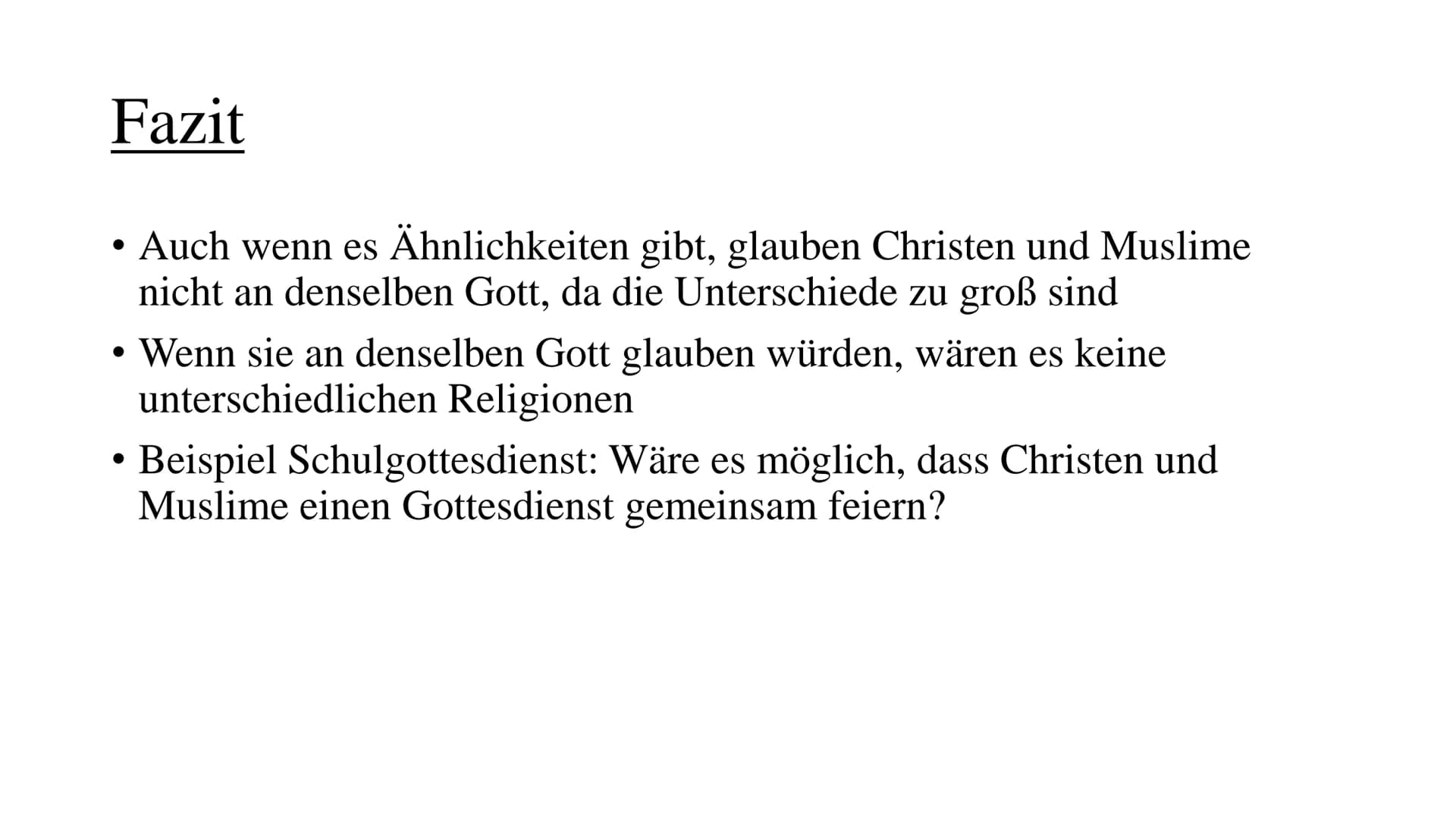 Christentum & Islam
Glauben wir an denselben Gott? ev. Religion
2017
An welchen Gott glauben Christen?
➤ Dreieinigkeit: Gott erscheint den M