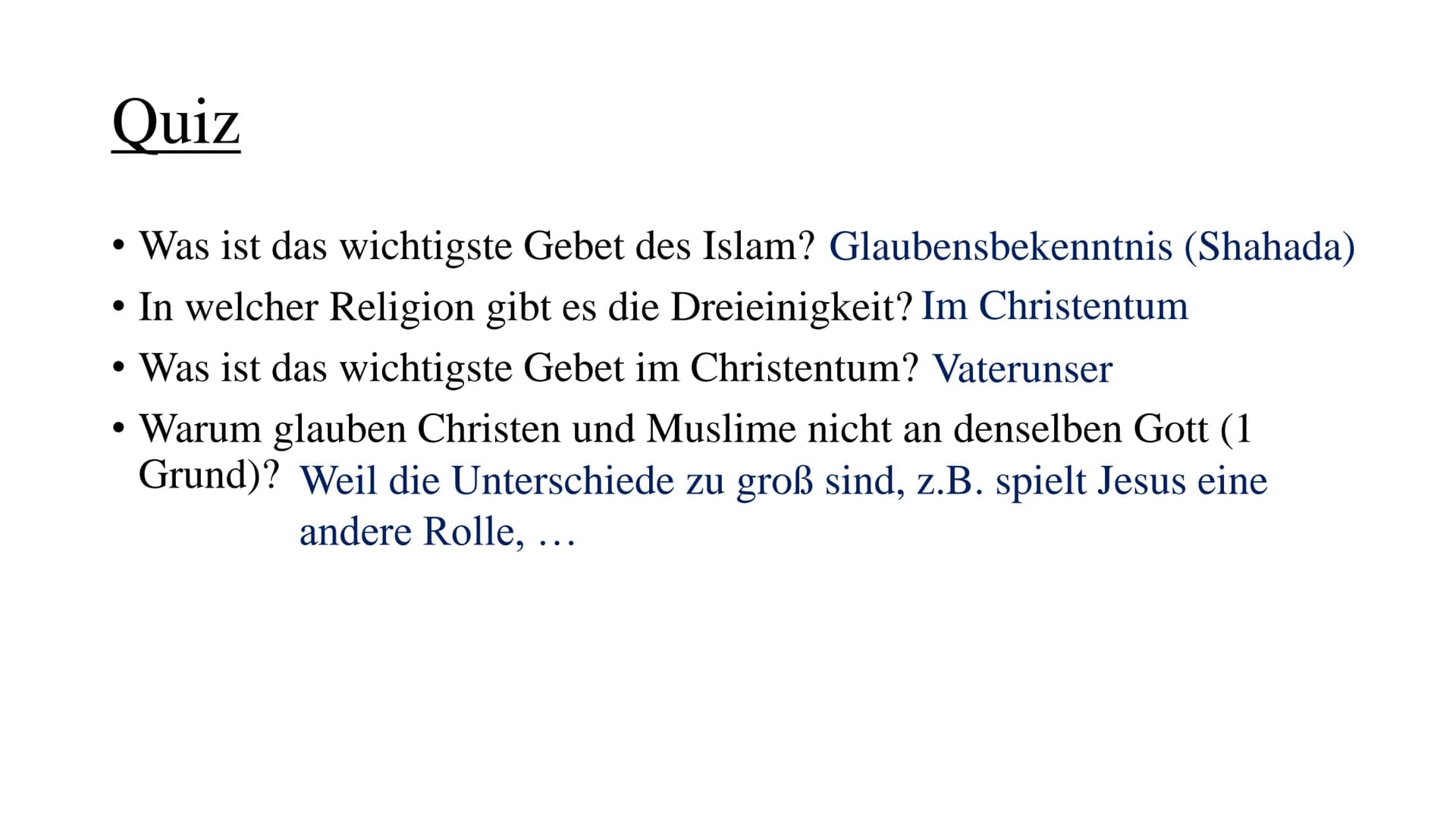 Christentum & Islam
Glauben wir an denselben Gott? ev. Religion
2017
An welchen Gott glauben Christen?
➤ Dreieinigkeit: Gott erscheint den M