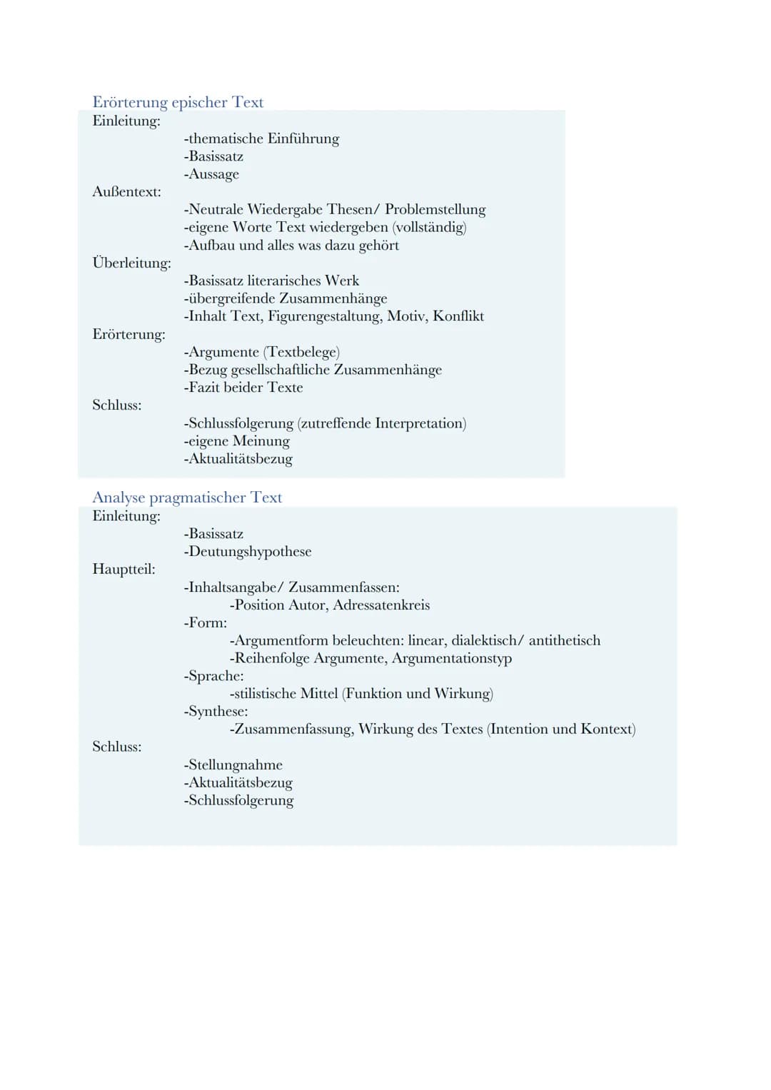 Abitur Deutsch Lernzettel
Inhaltsverzeichnis
Aufgabenarten.
Textarten.......
Interpretation epischer Text...
Erörterung epischer Text
Analys