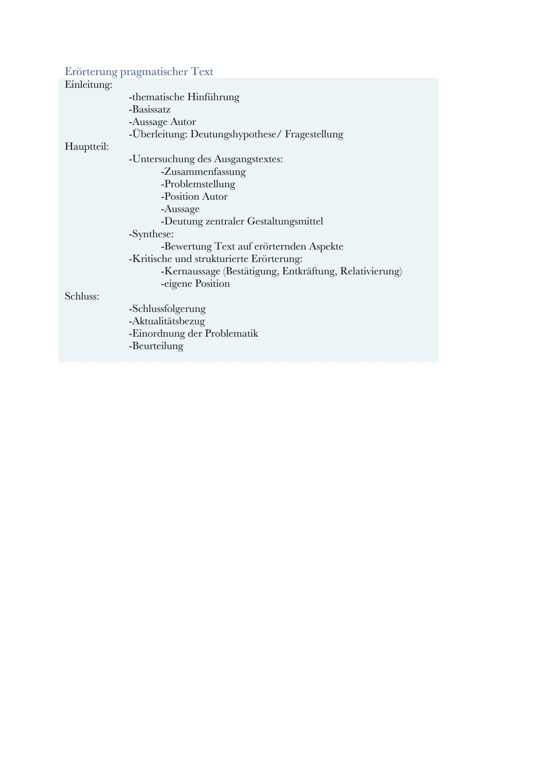 Abitur Deutsch Lernzettel
Inhaltsverzeichnis
Aufgabenarten.
Textarten.......
Interpretation epischer Text...
Erörterung epischer Text
Analys