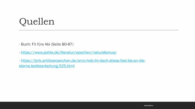 Naturalismus
1880-1900 Inhaltsverzeichnis
- Begriff und Eingrenzung
- Zeitgeschichtliche Rahmenbedingungen
- Weltbild, Menschenbild und Lebe