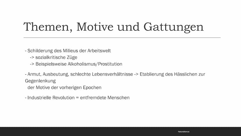 Naturalismus
1880-1900 Inhaltsverzeichnis
- Begriff und Eingrenzung
- Zeitgeschichtliche Rahmenbedingungen
- Weltbild, Menschenbild und Lebe
