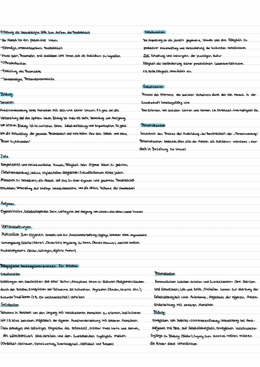 Erziehung ist....
-die Vermittlung von verhaltensweisen/Regeln im Umgang mit anderen Menschen
-Bildung eines Charakters durch Vermittlung vo