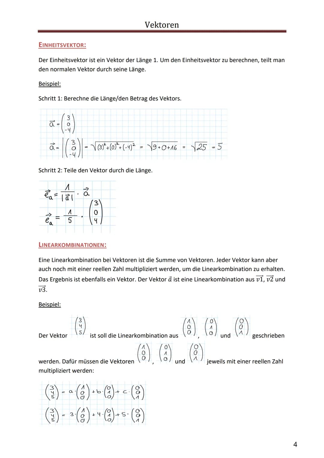 Analytische Geometrie
Das Wichtigste im Überblick
•Punkte
• Vektoren
Geraden
•Ebenen
•Gegenseitige Lage
Abstände Winkel
●
Ein Merkheft von A