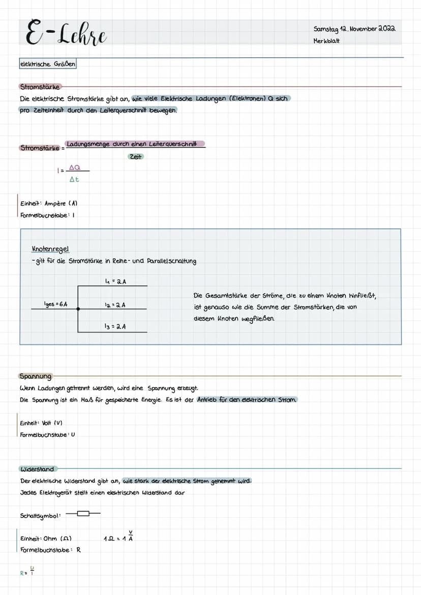 E-Lehre
Reihenschaltung
- Alle Geräte liegen hintereinander in einem Stromkreis
Parallelschaltung
-Jedes Gerät bildet mit der elektrischen Q