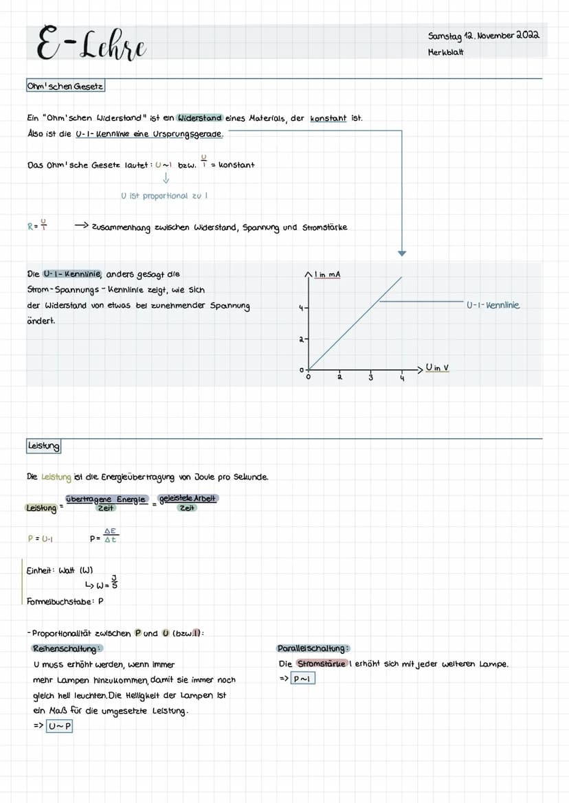 E-Lehre
Reihenschaltung
- Alle Geräte liegen hintereinander in einem Stromkreis
Parallelschaltung
-Jedes Gerät bildet mit der elektrischen Q