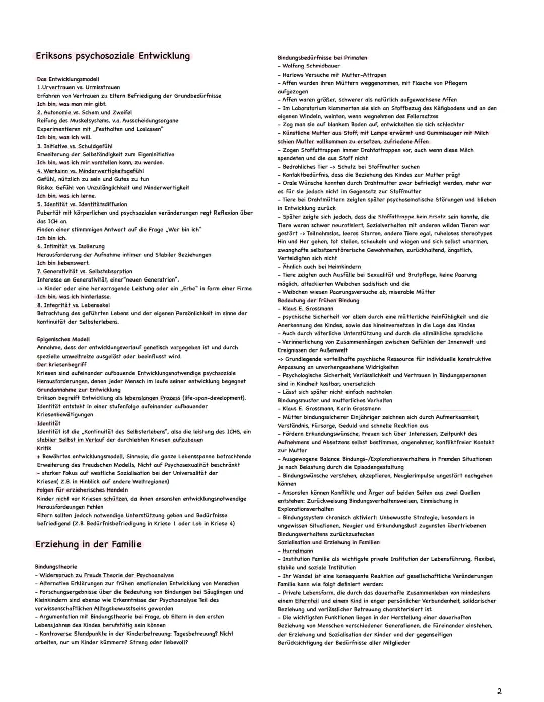 Pädagogik Abitur Zusammenfassung
Themen:
1. Kohlberg (1)
2. Erikson
(2)
3. Erziehung in der Familie (2-4)
4. Soziale Netzwerke (5)
5. Mead (
