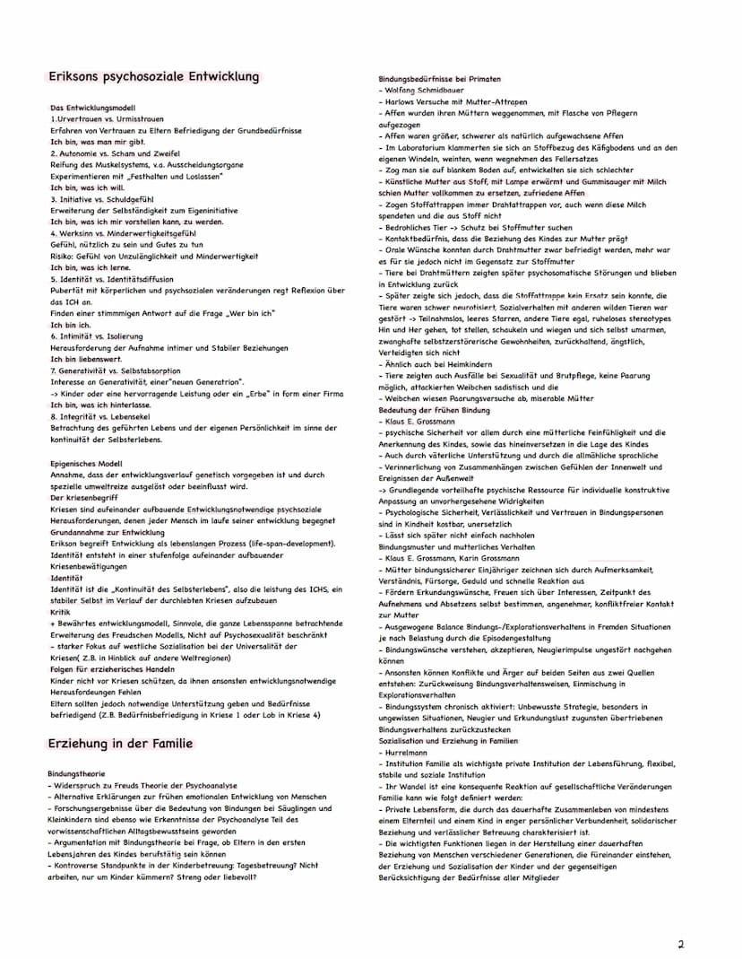 Pädagogik Abitur Zusammenfassung
Themen:
1. Kohlberg (1)
2. Erikson
(2)
3. Erziehung in der Familie (2-4)
4. Soziale Netzwerke (5)
5. Mead (