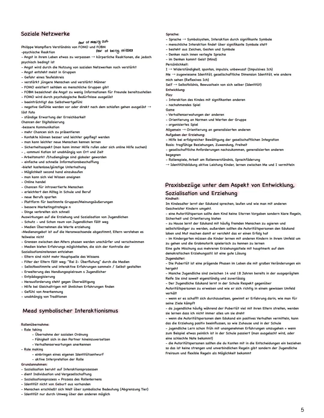 Pädagogik Abitur Zusammenfassung
Themen:
1. Kohlberg (1)
2. Erikson
(2)
3. Erziehung in der Familie (2-4)
4. Soziale Netzwerke (5)
5. Mead (