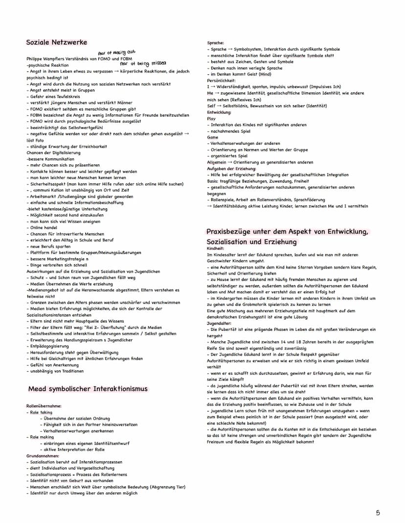 Pädagogik Abitur Zusammenfassung
Themen:
1. Kohlberg (1)
2. Erikson
(2)
3. Erziehung in der Familie (2-4)
4. Soziale Netzwerke (5)
5. Mead (