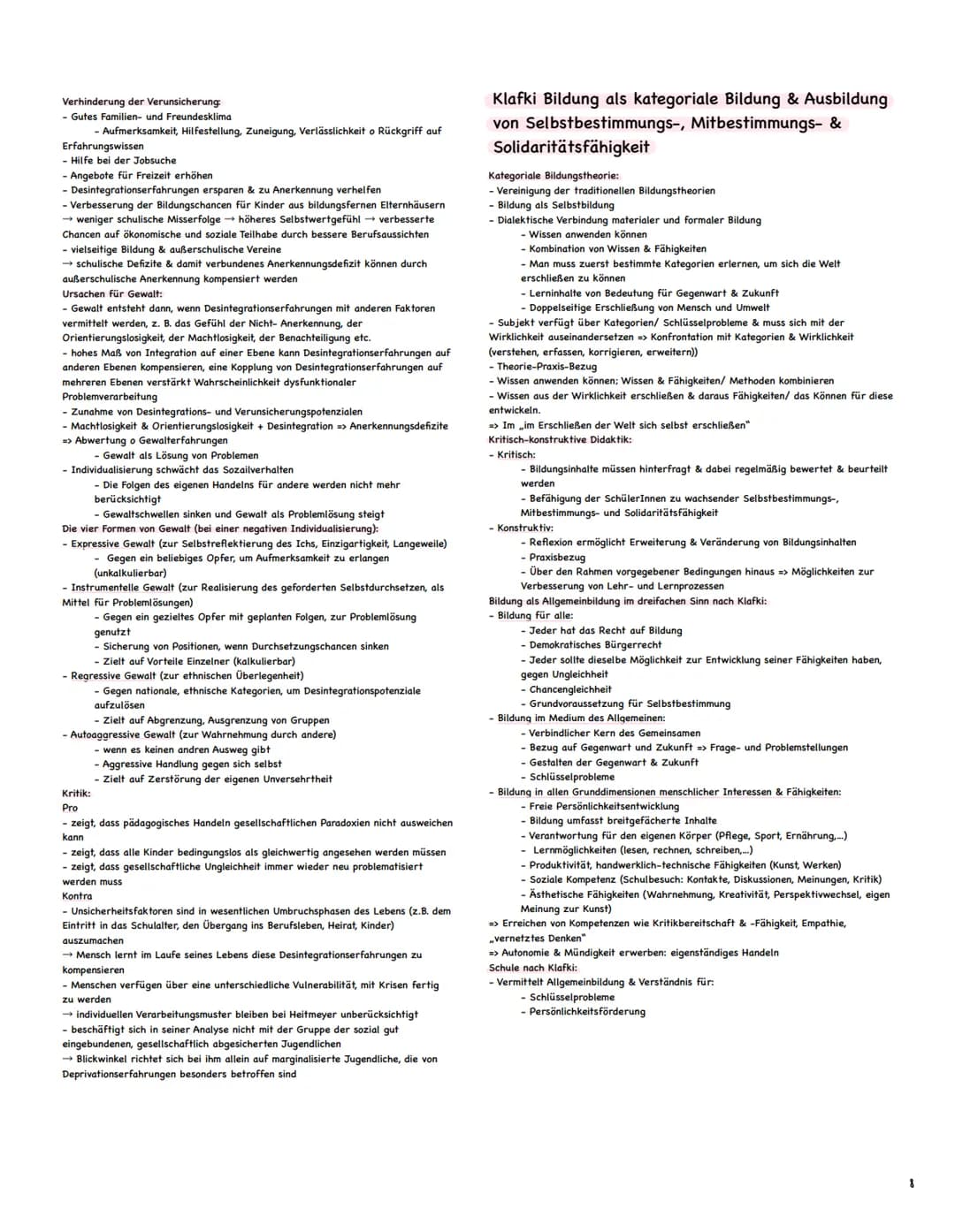 Pädagogik Abitur Zusammenfassung
Themen:
1. Kohlberg (1)
2. Erikson
(2)
3. Erziehung in der Familie (2-4)
4. Soziale Netzwerke (5)
5. Mead (