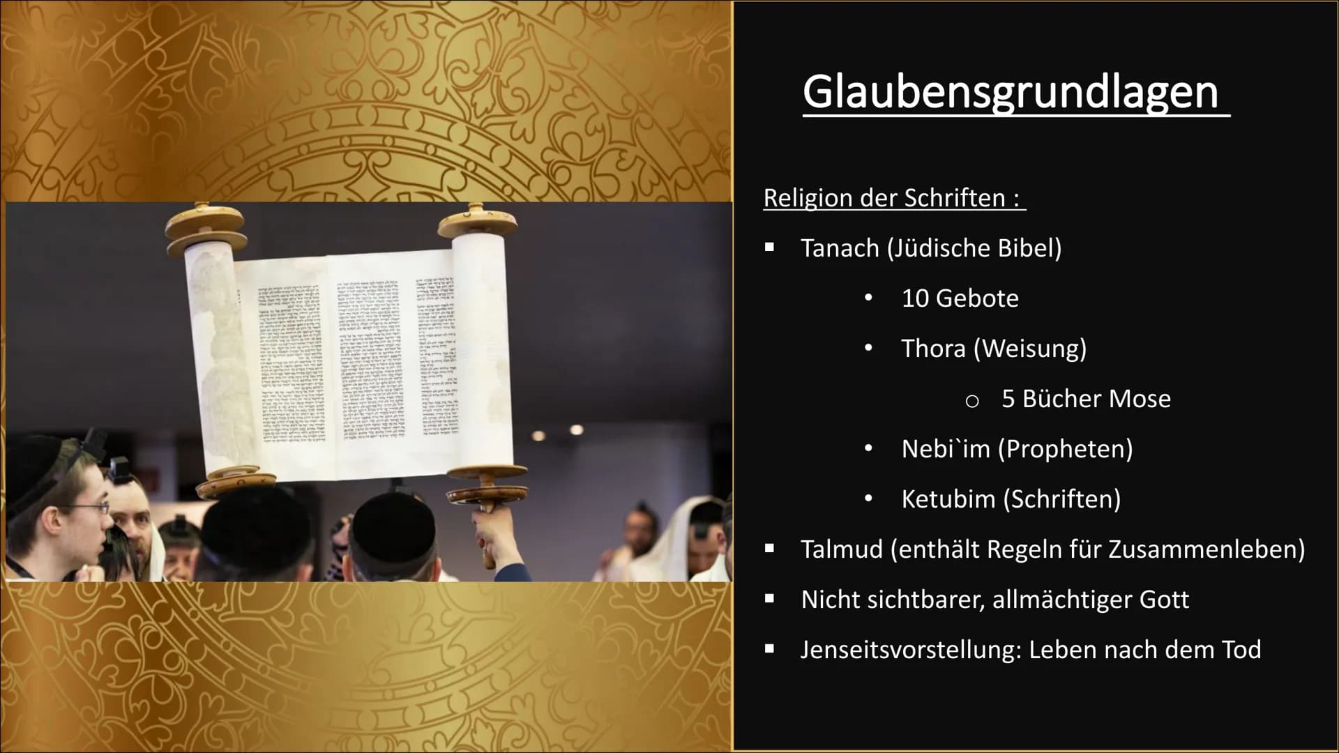 Das Judentum Gliederung
Allgemeines
Glaubensgrundlagen
Erscheinungsbild
Grundgzüge des
Judentums nach
Höffe
Heilige Städte &
Orte
Ethische
G