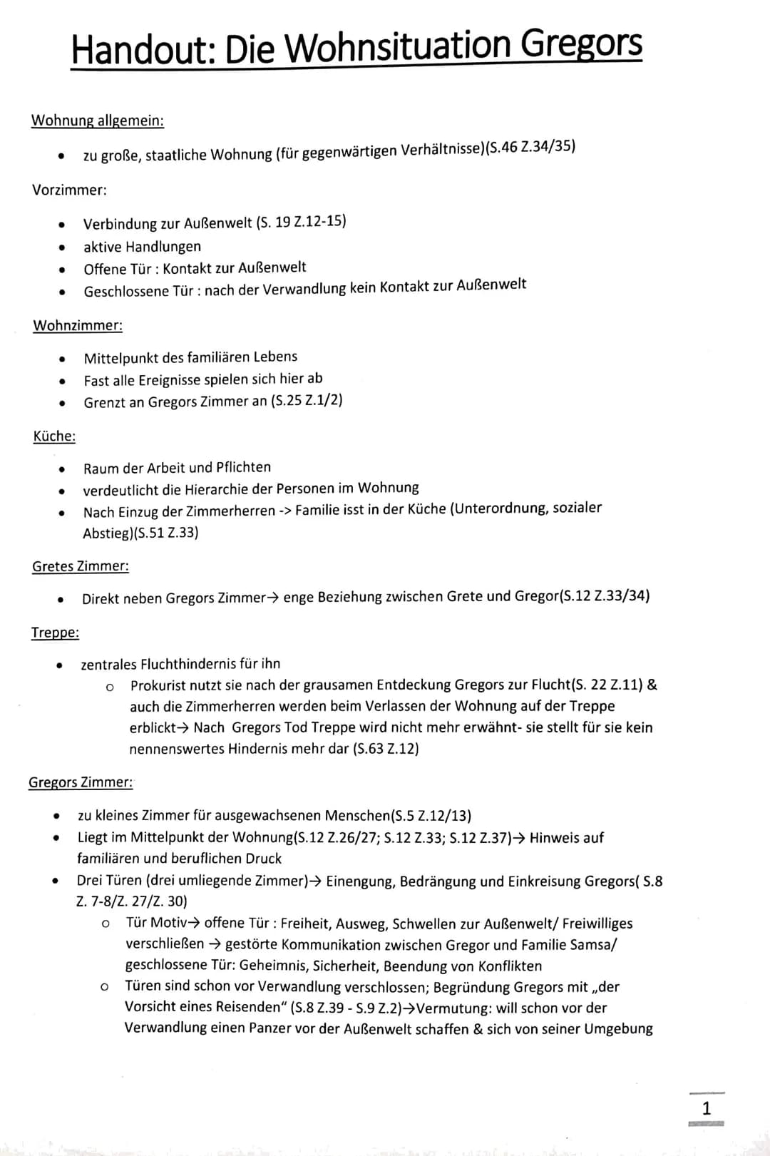 Wohnung allgemein:
●
Vorzimmer:
●
Verbindung zur Außenwelt (S. 19 Z.12-15)
● aktive Handlungen
●
●
●
Wohnzimmer:
●
Küche:
Handout: Die Wohns