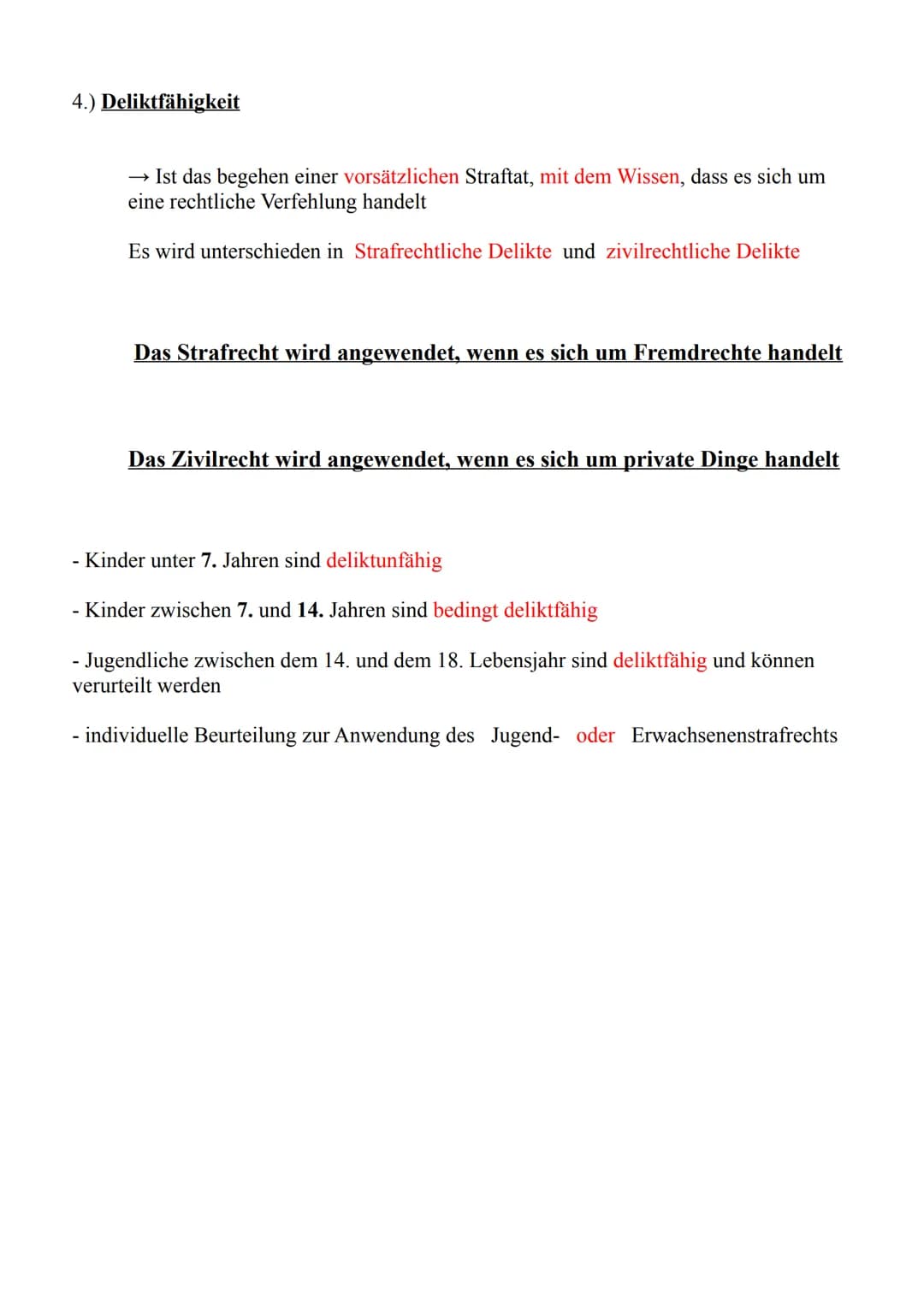 Geschäftsfähigkeit – Rechtsfähigkeit – Deliktfähigkeit
1.) Geschäftsfähigkeit
uneingeschränkt Geschäftsfähig sind alle Personen, welche die 