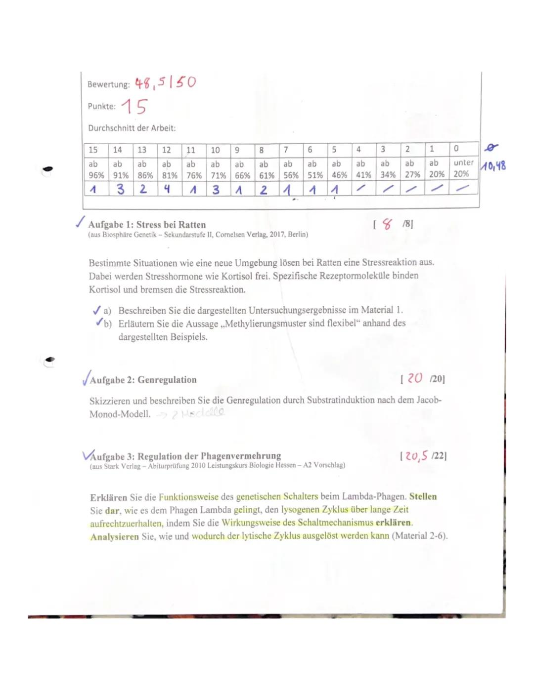 Bio Klausur Q2 LK - 15 Punkte 