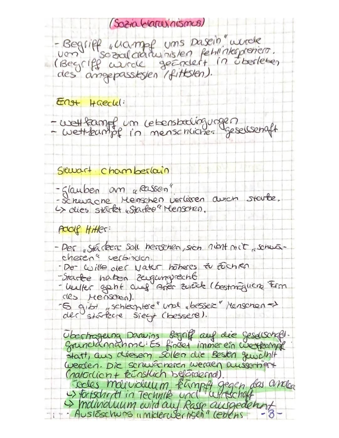 (Sozia biarwinismus)
um
Begriff Hampf ums Dasein" wurde
Sozial darwinisten
- (Begriff wurde
des angepasstesien (fittesten).
fehlinterpretier