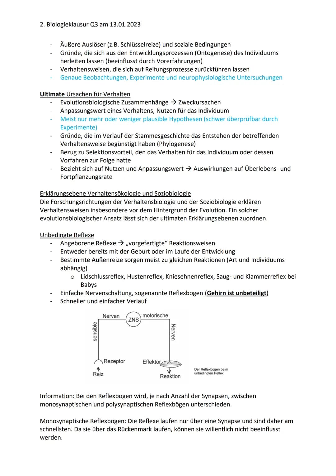 2. Biologieklausur Q3 am 13.01.2023
Biologieklausur
Themenumfang: Verhaltensbiologie
Mit Verhalten sind alle ,,Aktionen" (Bewegungen, Körper