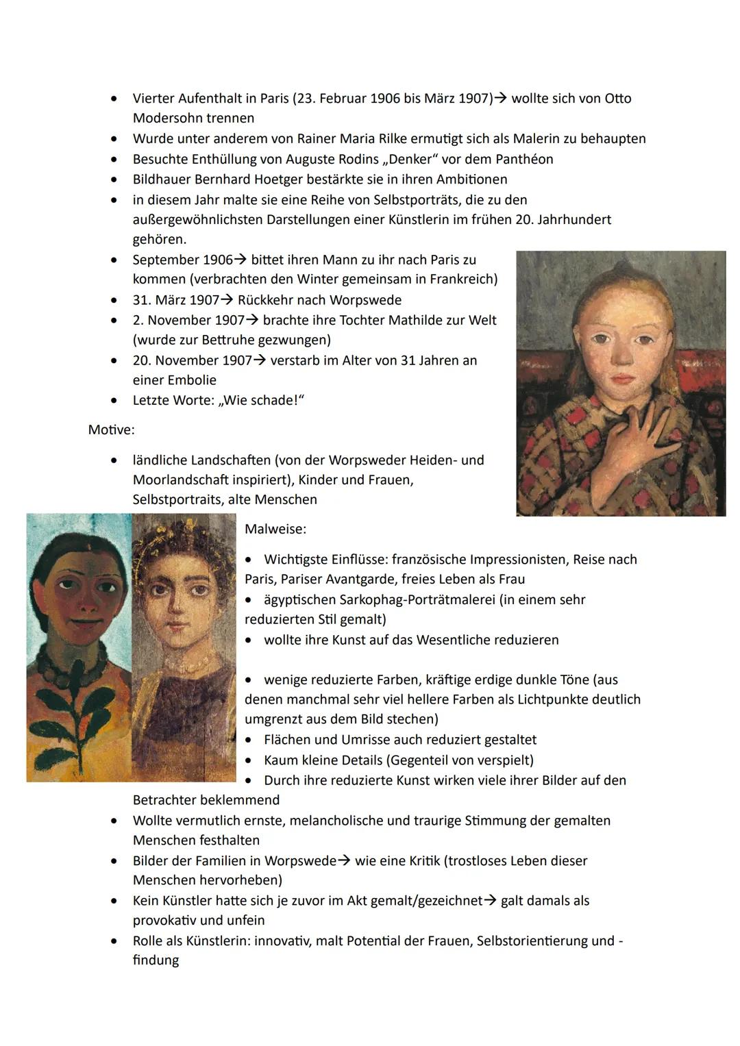 Biografie:
Paula Modersohn Becker

- Geboren am 8. Februar 1879 in Dresden
- Wurde von Vater 1893-1995 gedrängt ein
Lehrerseminar zu machen
