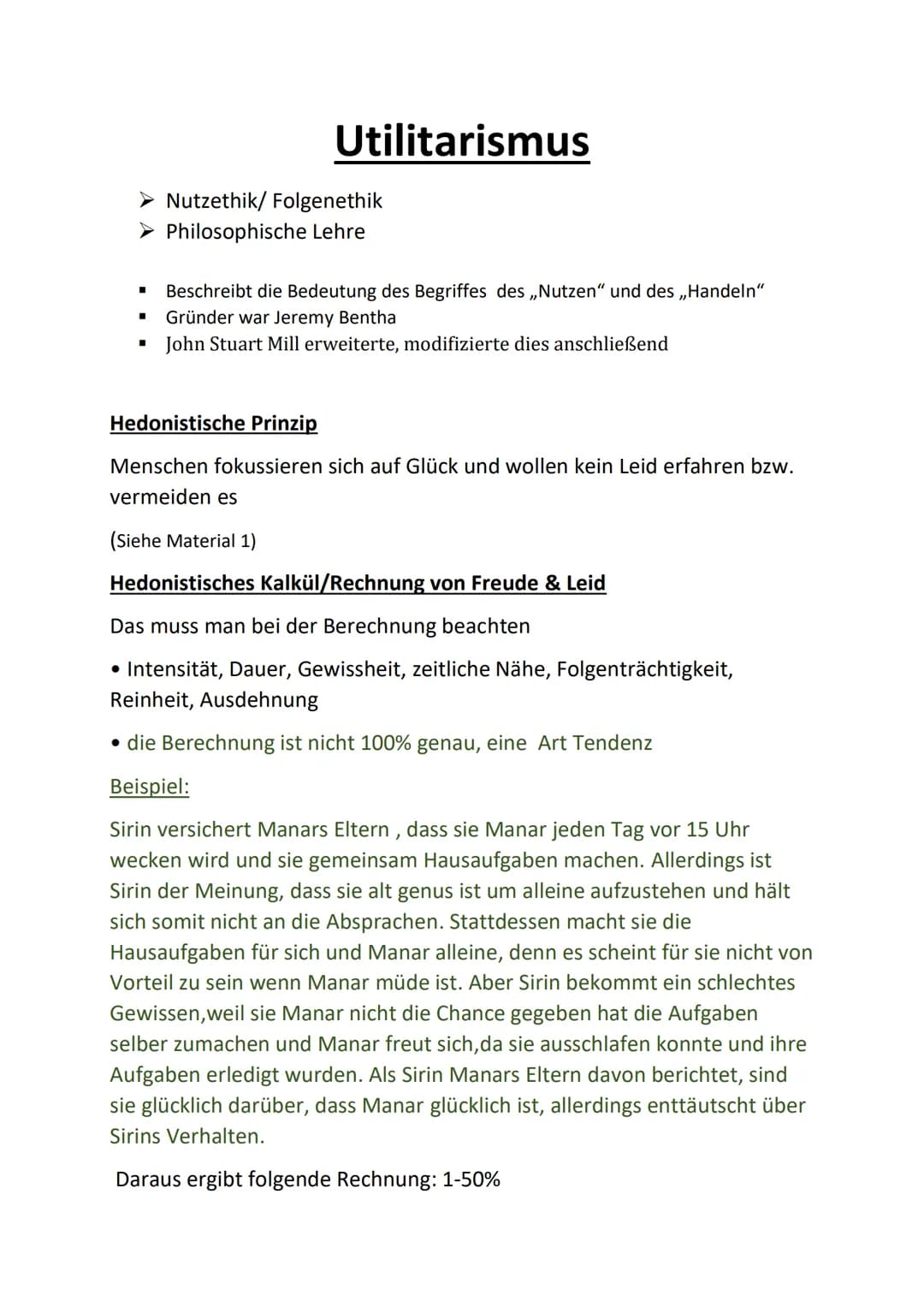 Utilitarismus
Nutzethik/ Folgenethik
➤ Philosophische Lehre
I
Beschreibt die Bedeutung des Begriffes des „Nutzen“ und des ,,Handeln"
■ Gründ