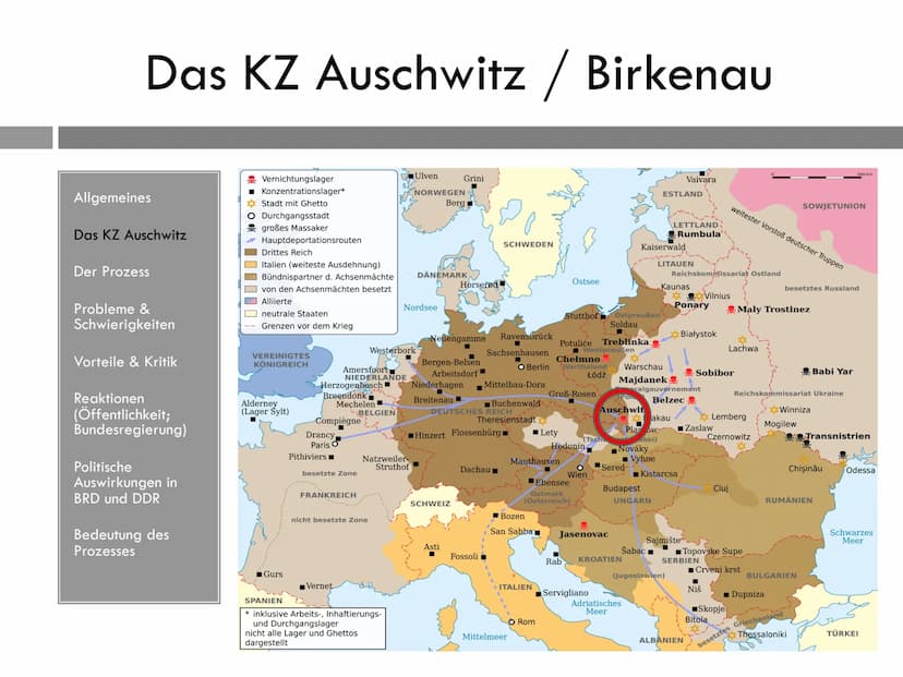 1
GFS Geschichte 16.12.2015
DER AUSCHWITZ-PROZESS DAS VERFAHREN UND SEINE FOLGEN
Allgemeines
Der Prozess beginnt am 20.12.1963 in Frankfurt 