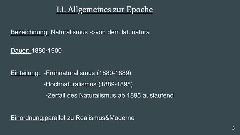 Literaturepoche:
Naturalismus
Eine Präsentation von
Deutsch
Emiy Günther
Frau Wittmer
10b
1 Gliederung
1. Allgemeines zur Epoche
2. Geschich