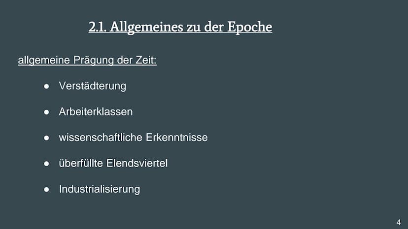 Literaturepoche:
Naturalismus
Eine Präsentation von
Deutsch
Emiy Günther
Frau Wittmer
10b
1 Gliederung
1. Allgemeines zur Epoche
2. Geschich