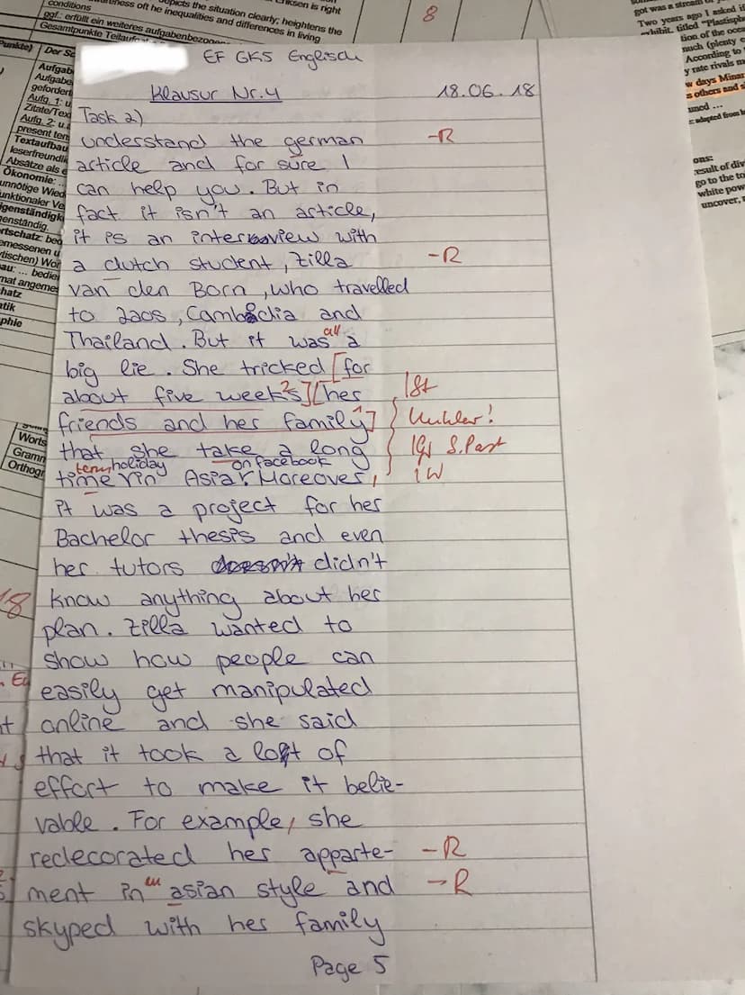 EF GK5 Englisch
Klausur Nr. 4
Task la)
The
"Where does the
plastic pollution go? by
Marcus Eriksen and adapted
from "Contrasts of Rich
10
fr