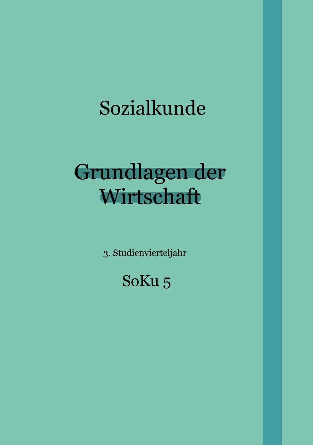 Sozialkunde
Grundlagen der
Wirtschaft
3. Studienvierteljahr
SoKu 5 2. Wirtschaftliche Grundtatsachen
•Grundbedürfnisse des Menschen Nahrung,